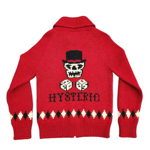 S Hysteric Glamour Zip Up Knit Sweater Too Young To Die RED