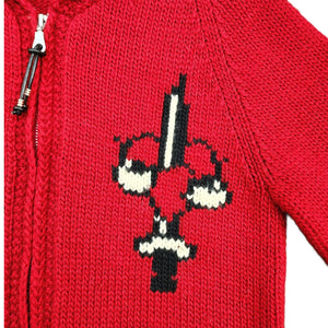 S Hysteric Glamour Zip Up Knit Sweater Too Young To Die RED