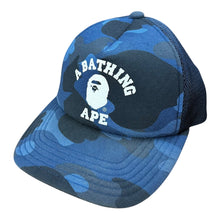 Load image into Gallery viewer, Bape Blue Camo College Logo Trucker Hat