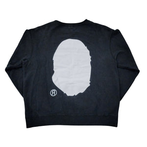 L Bape Crewneck Big Ape Head OG Nigo Era BLACK WHITE