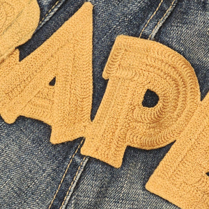 M Bape Jeans BAPE STAS Embroidered Gold Wash Denim