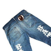 Load image into Gallery viewer, 32" Waist M Bape Spellout Print Jeans Distressed