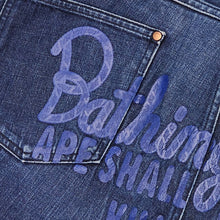 Load image into Gallery viewer, M Bape Jeans Champion Logo Purple Print Denim