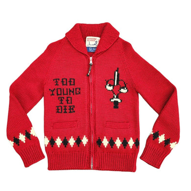 S Hysteric Glamour Zip Up Knit Sweater Too Young To Die RED