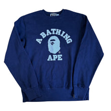 Load image into Gallery viewer, L Bape Navy College Logo Crewneck Sweater
