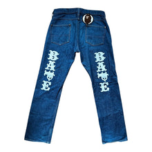 Load image into Gallery viewer, 32" Waist M Bape Spellout Print Jeans Dark Rinse