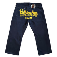 Load image into Gallery viewer, 34&quot; Waist L Bape Cropped Black Jeans Champion Embroidered