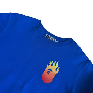 M Bape Royal Blue Flame Crewneck Sweater