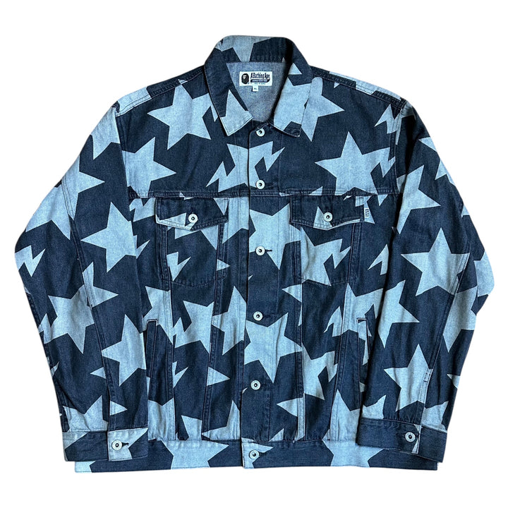 XL Bape Sta Print Denim Trucker Jacket
