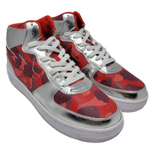 Load image into Gallery viewer, A Bathing Ape Bape Sta High Camo RED SILVER *SAMPLE PAIR* Brand New
