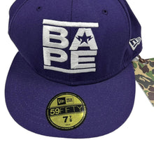 Load image into Gallery viewer, Bape x New Era Hat 7 7/8 63cm PURPLE WHITE Brand New