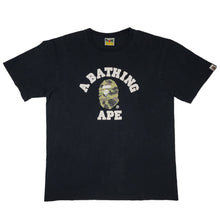 Load image into Gallery viewer, Bape Tee College Logo CAMO GREEN BLACK Vintage