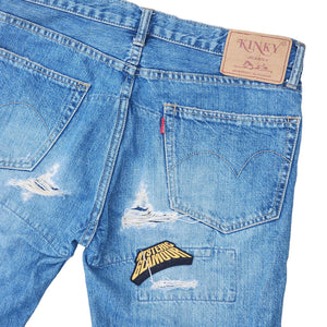 M Hysteric Glamour Jeans Patches & Distress Light Wash Denim