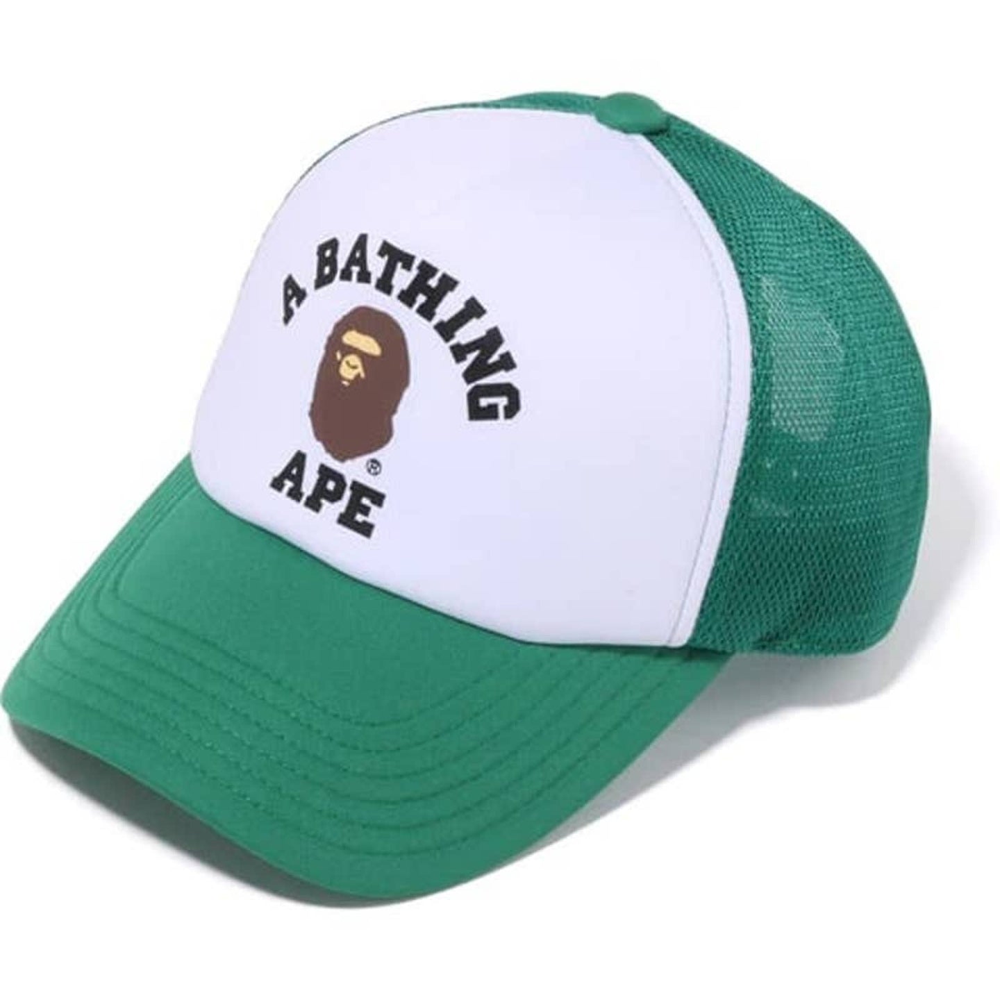 Bape Trucker Hat College Logo GREEN Brand New