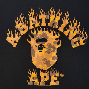 Bape Tee College Logo ORANGE FLAMES BLACK Vintage