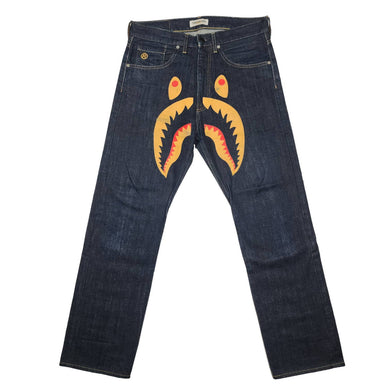 Bape Jeans WGM Shark Face ORANGE DENIM Vintage