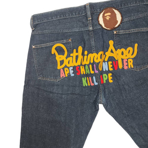 Bape Jean Shorts ASNKA Big Head Patch RAINBOW DENIM Archive