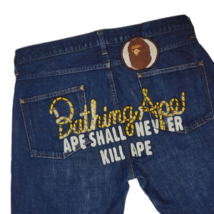 Bape Jeans A.S.N.K.A. Printed Big Ape Patch DENIM Vintage