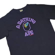 Load image into Gallery viewer, Bape Tee College Logo Neon Lights PURPLE BLACK Archive
