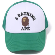 Load image into Gallery viewer, Bape Trucker Hat College Logo GREEN Brand New